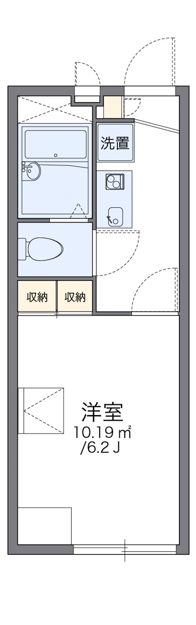 レオパレスエトワール　栄町の部屋別間取図（101号室の資料掲載例）