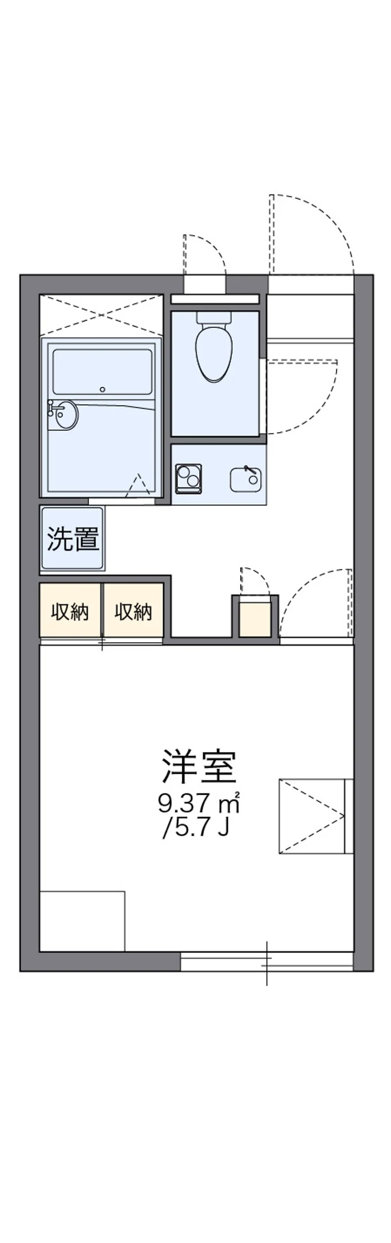 レオパレスポルト２００２の部屋別間取図（101号室の資料掲載例）