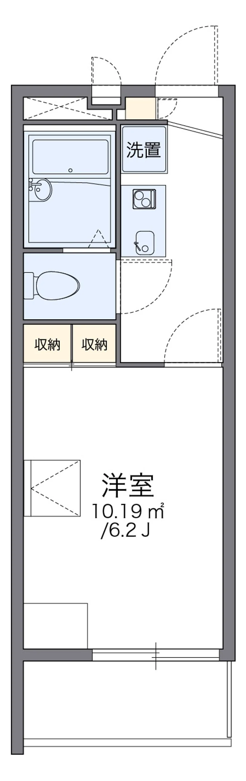 レオパレススリーウッドの部屋別間取図（101号室の資料掲載例）