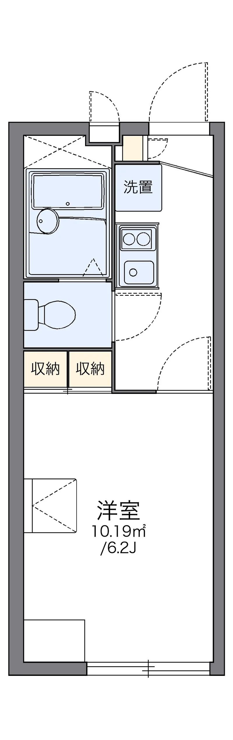 レオパレス飛鳥の部屋別間取図（101号室の資料掲載例）