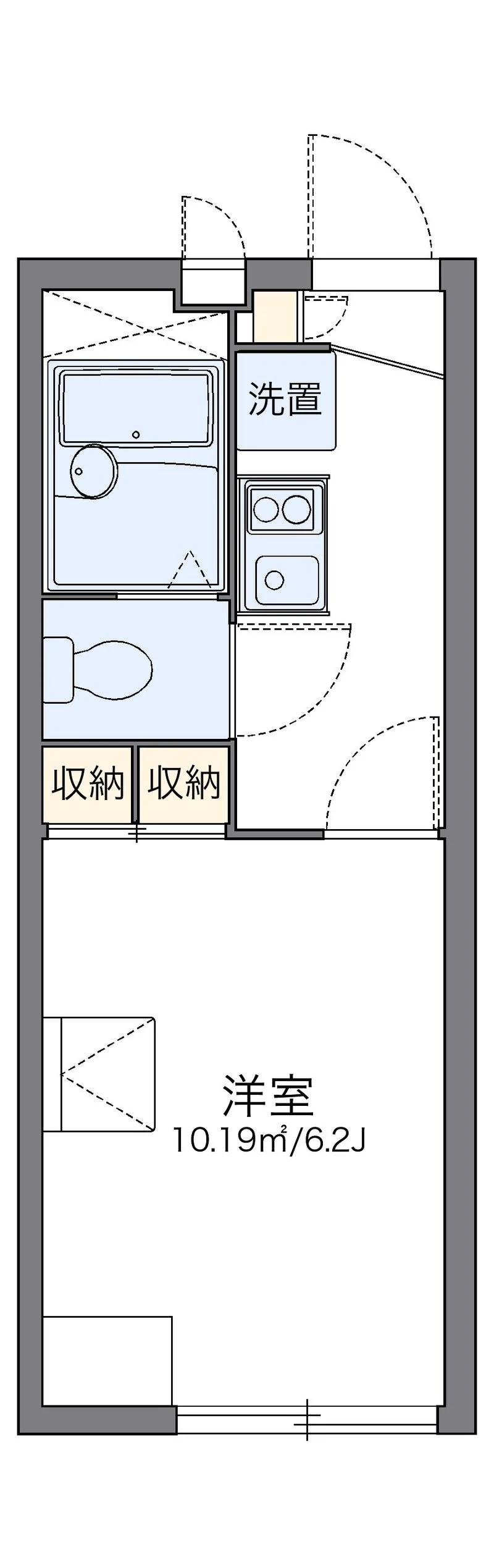 レオパレスバリオヴェルデの部屋別間取図（101号室の資料掲載例）