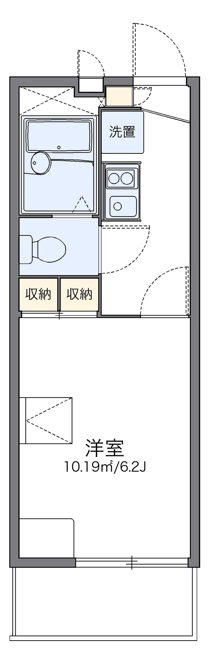 レオパレスブルージュの部屋別間取り図（101号室の資料掲載例）