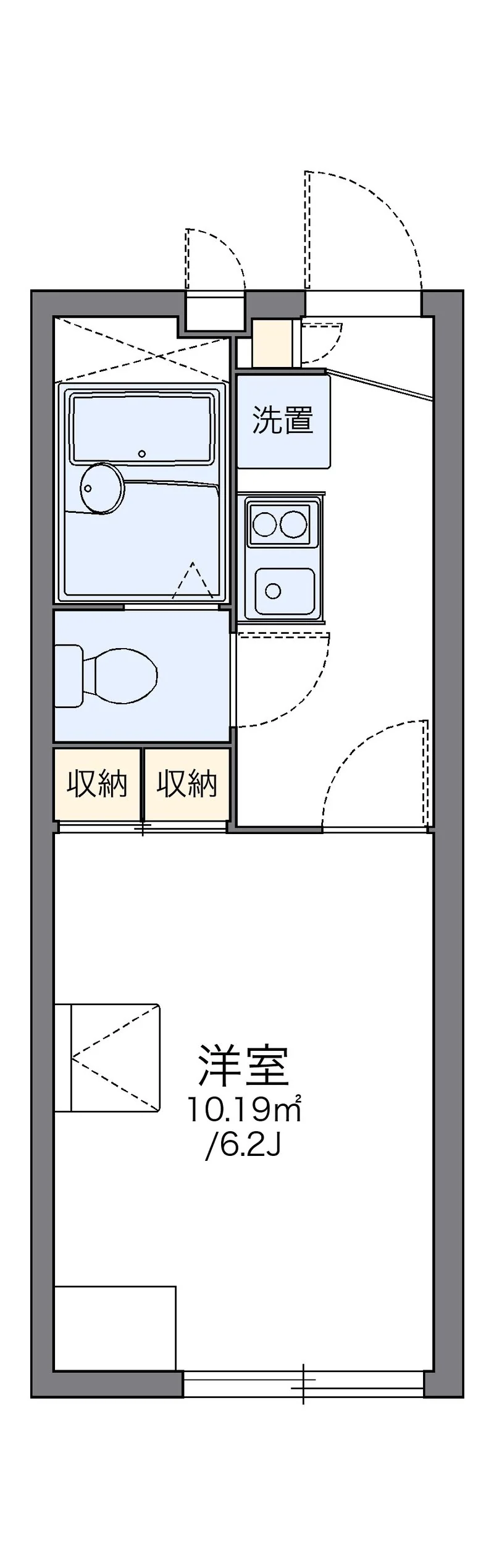 レオパレスフローラの部屋別間取図（201号室の資料掲載例）