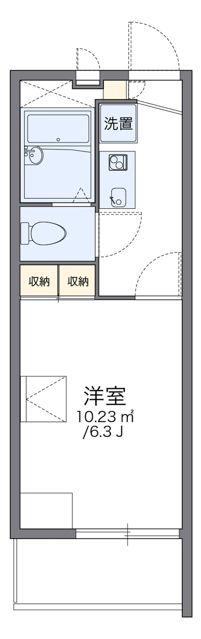 レオパレスＭＡＲＵＫＡ２の部屋別間取図（101号室の資料掲載例）