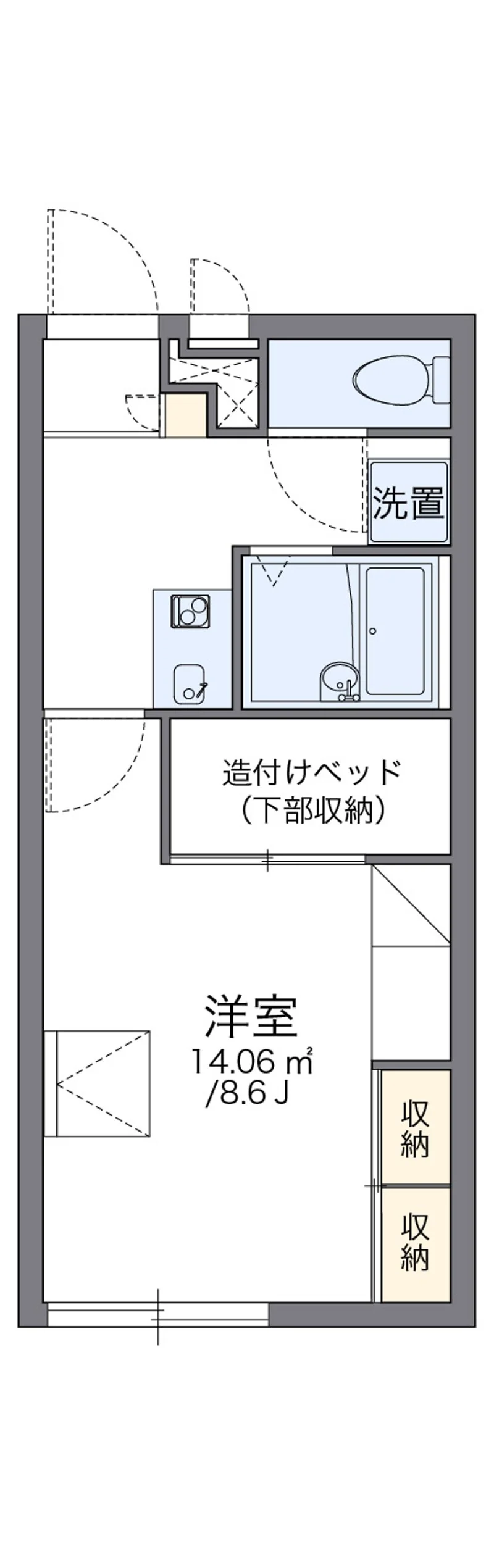 レオパレスサンライズ上沢の部屋別間取図（101号室の資料掲載例）