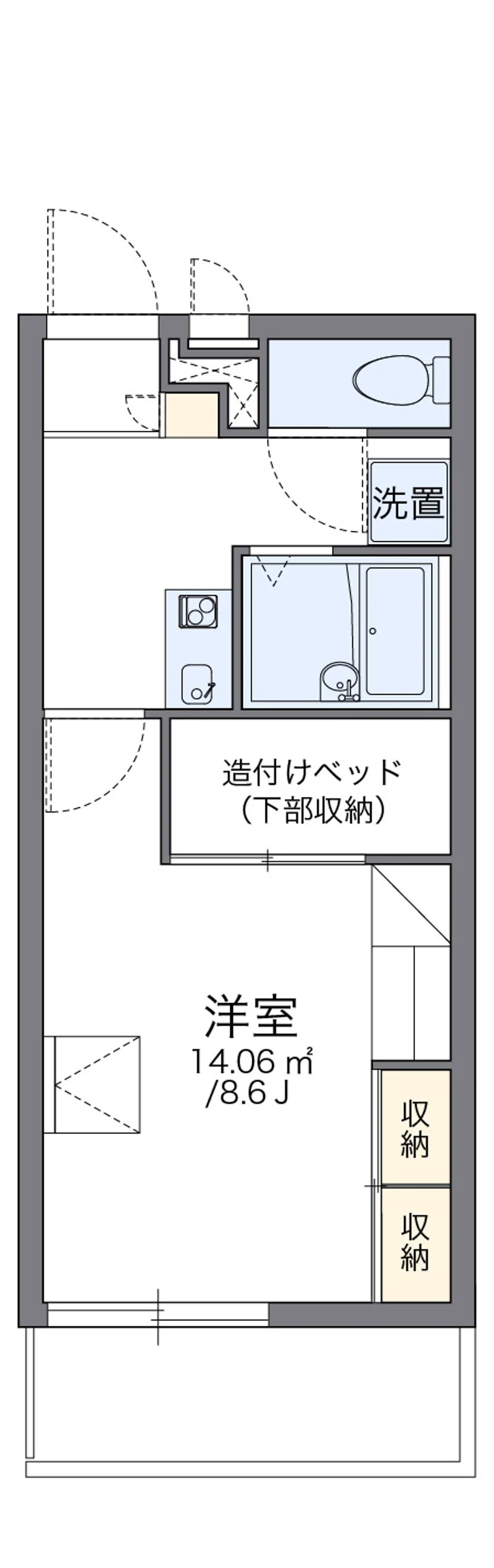 レオパレス麦の穂の間取り図（101号室）