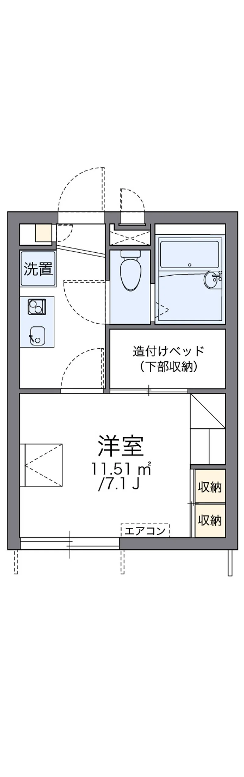 レオパレスＥａｓｔの部屋別間取図（101号室の資料掲載例）