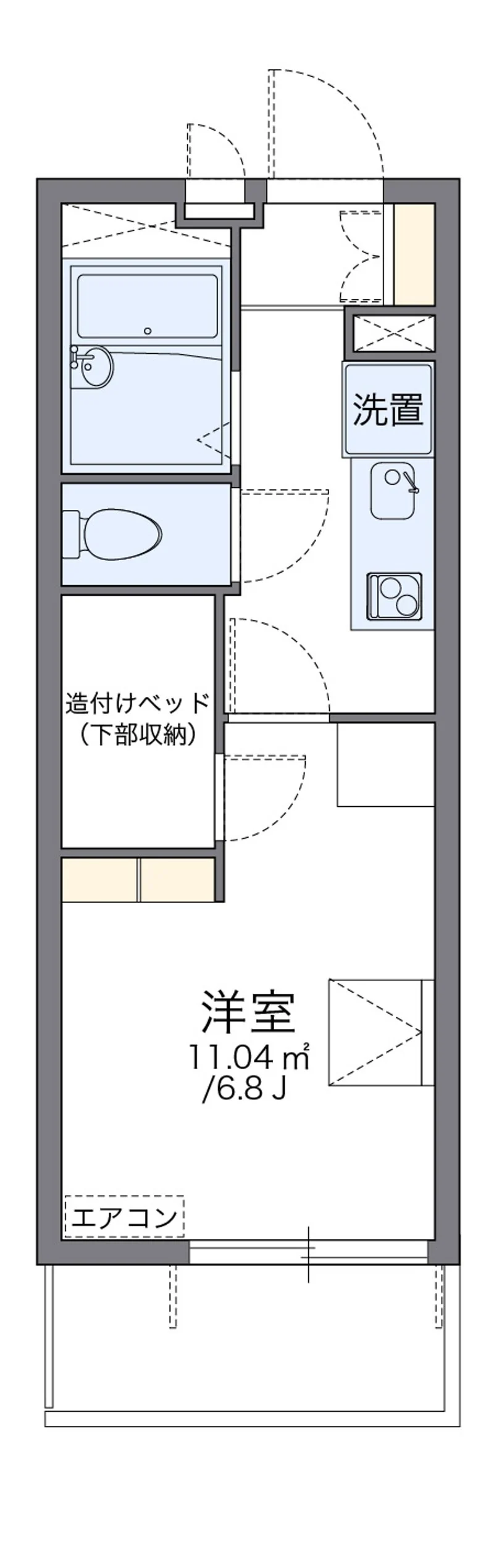レオパレスひまわりの部屋別間取図（101号室の資料掲載例）