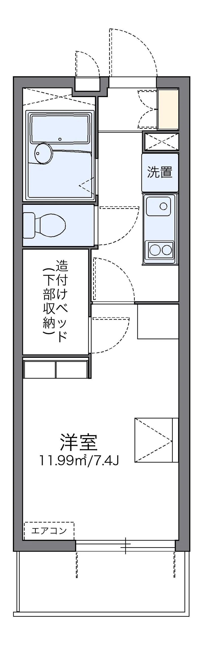 レオパレスサンフェリア若葉の間取り図（101号室）