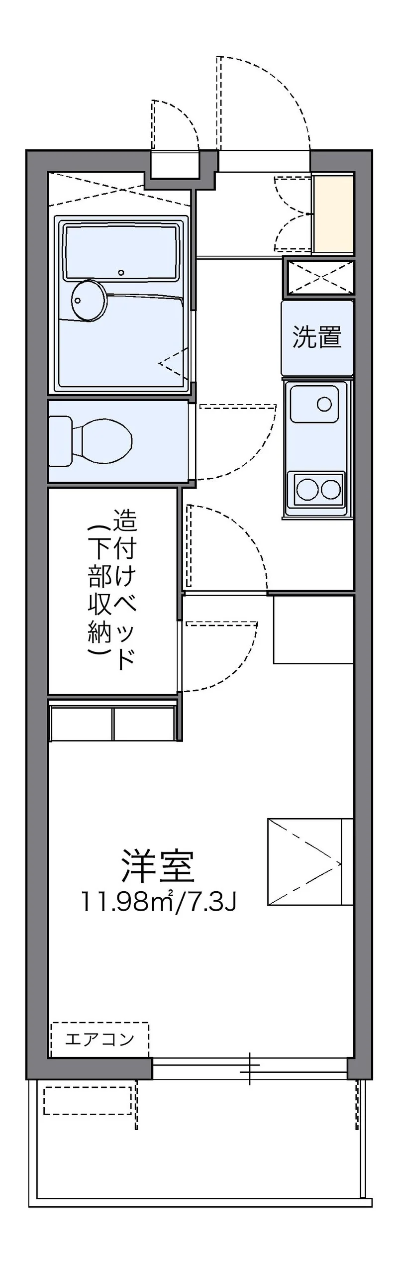 レオパレスグレースラインの部屋別間取図（201号室の資料掲載例）