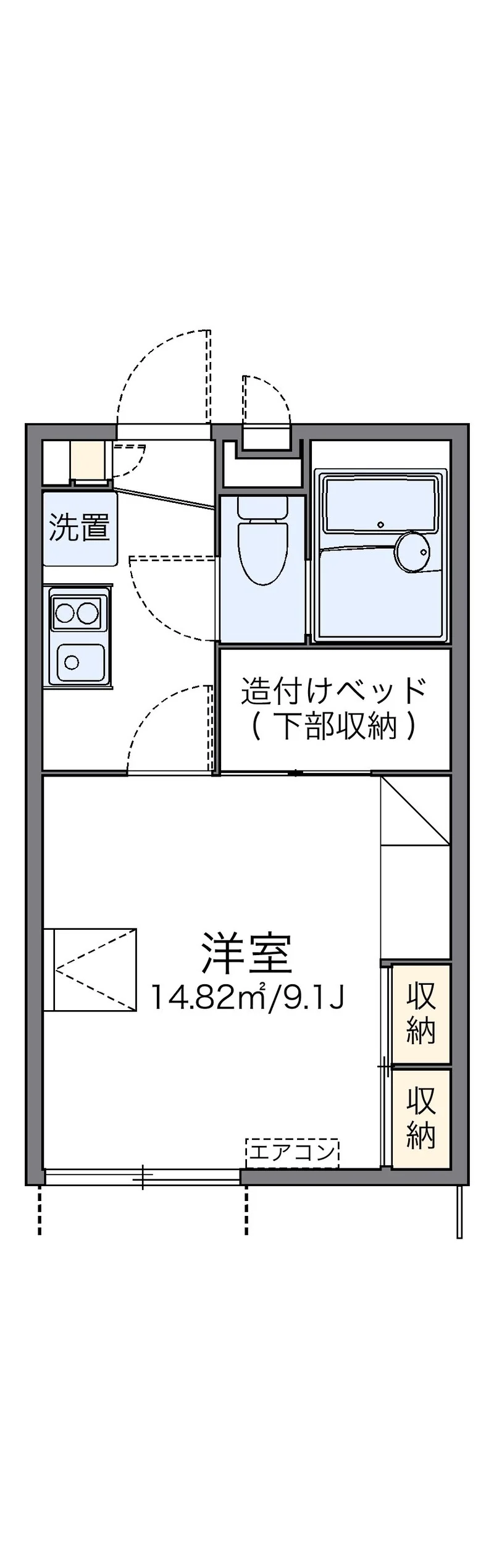 レオパレスグリーンハイツの間取り図（101号室）