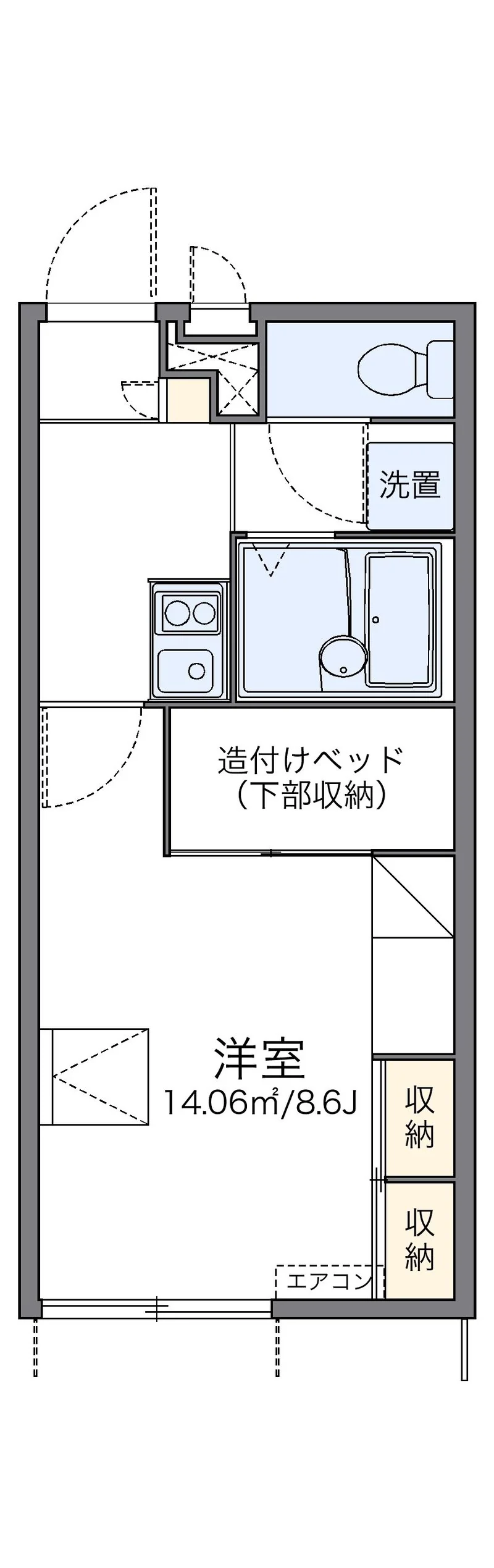 レオパレスフィオーレの部屋別間取図（101号室の資料掲載例）